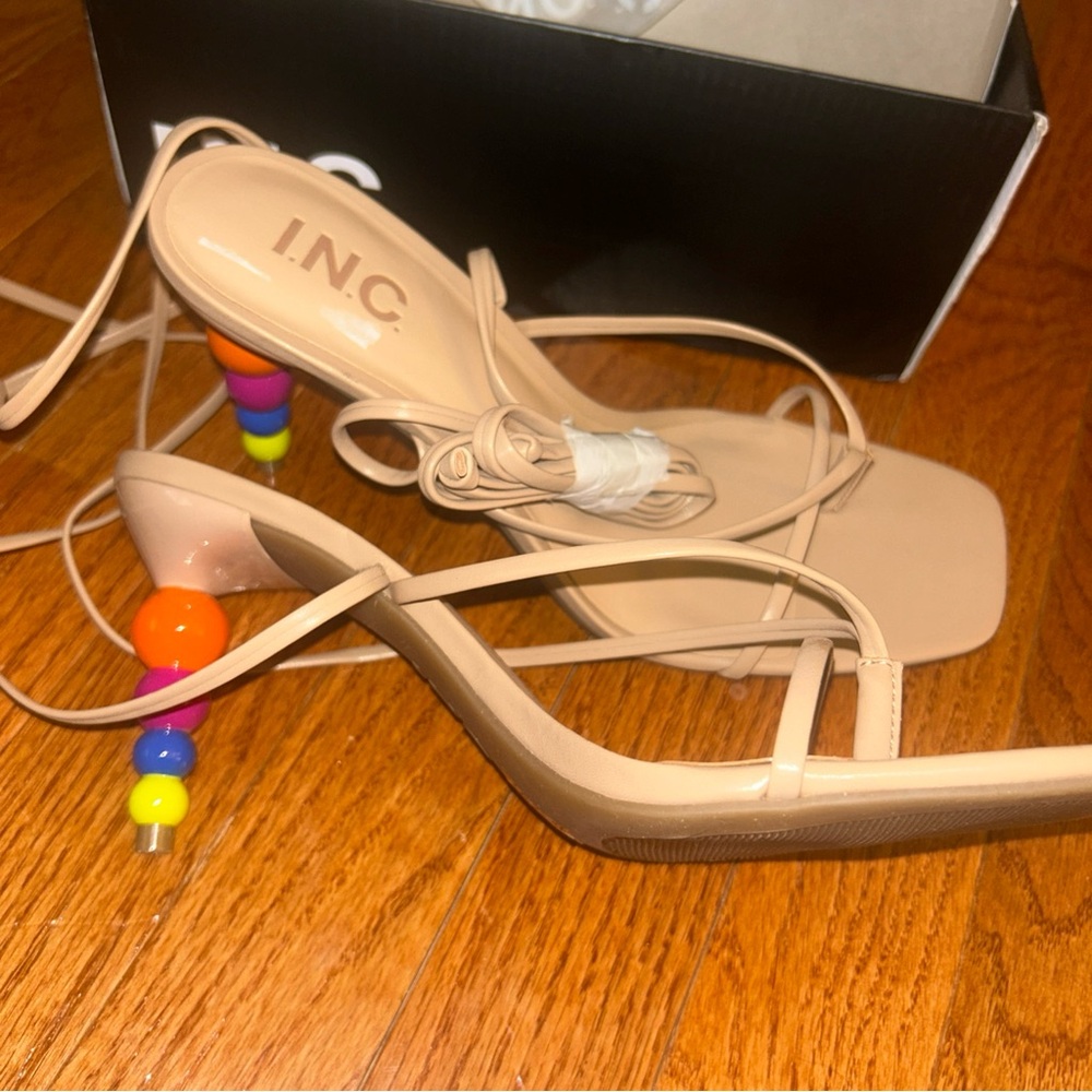 INC International Concepts Cream Strappy High Heeled Sandals